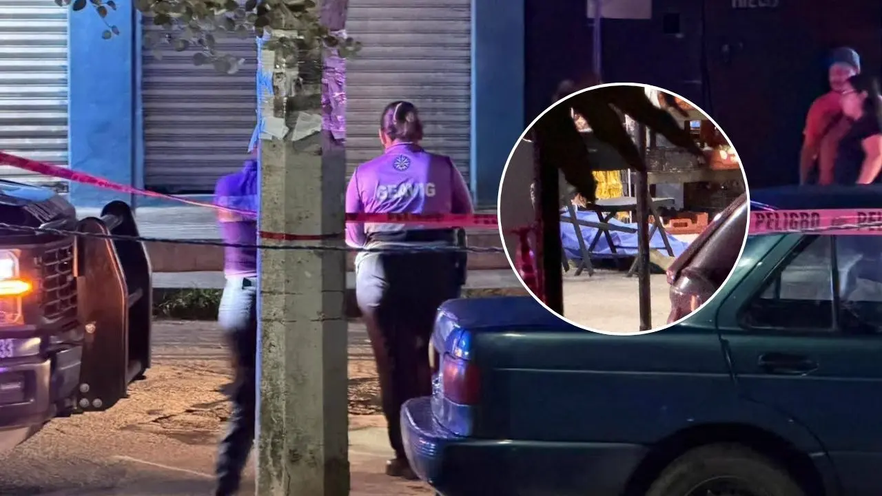 Al fondo, autoridades de Cancún acordonaron el área donde una pareja fue ejecutada en una noche donde ocurrieron otros dos hechos similares.- Fuente Sipse Cancún