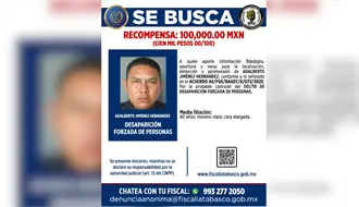 Fiscalía de Tabasco ofrece recompensa por 9 implicados en desaparición forzada