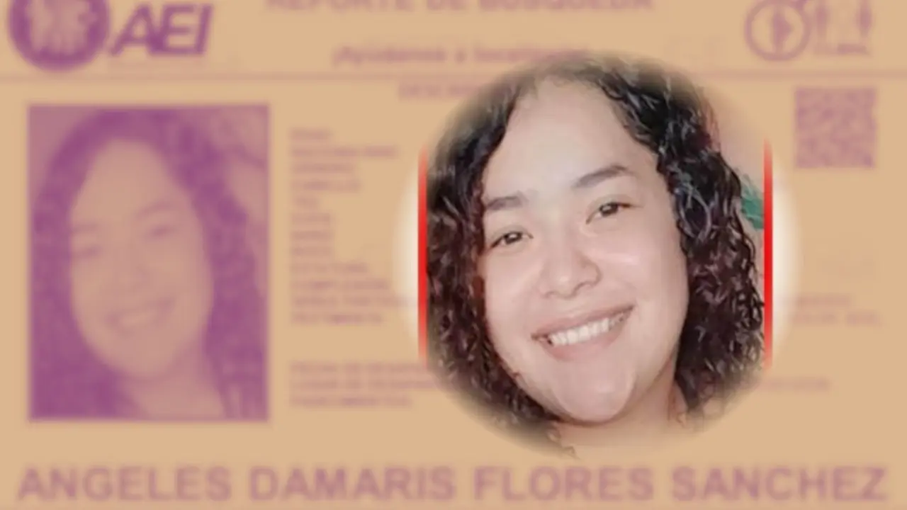 La joven Ángeles Damaris Flores Sánchez desaparecida en el municipio de Escobedo, Nuevo León. Foto: Composición Canva I Facebook AEI