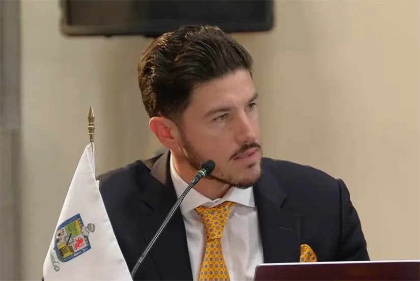 imagen recuadro El gobernador de Nuevo León, Samuel García, durante su participación en la Sesión del Consejo Nacional de Seguridad Pública. Foto: YouTube Gobierno de México