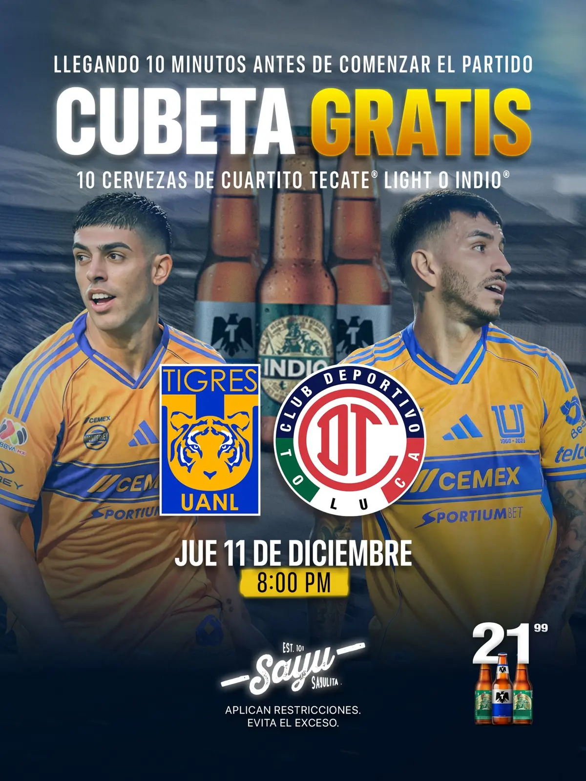 imagen recuadro Sayu Sayulita Plaza Kune tendrá el partido de la final de ida Tigres vs. Toluca y atractivas promociones en su menú. Foto: Facebook Sayu Sayulita Plaza Kune