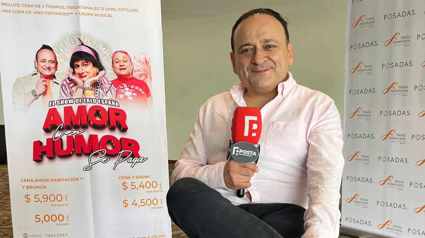 El comediante Lalo España dijo sentirse emocionado y agradecido por despedir el Año Nuevo trabajando. Foto: Otto Rojas