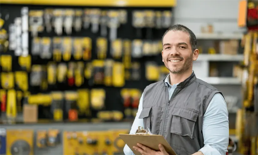 Trabajador en tienda. Foto: Canva.