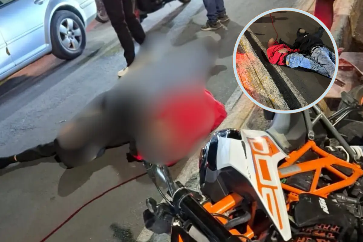 Asesinan a dos hombres en moto en el Pueblo de Santa Fe, Álvaro Obregón. Foto: Grupos de emergencia