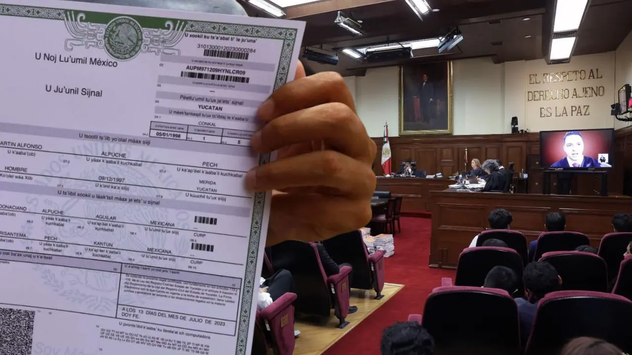 Aspecto de un acta de nacimiento, documento emitido por el Registro Civil de Yucatán.- Fuente Animal Político y SCJN
