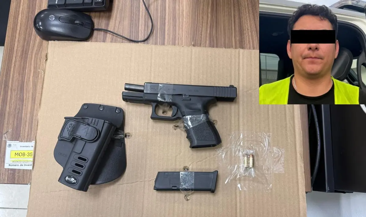 César N, de 32 años, quedó a disposición de las autoridades correspondientes. Foto: Secretaría de Seguridad Pública y Vialidad Santiago N.L