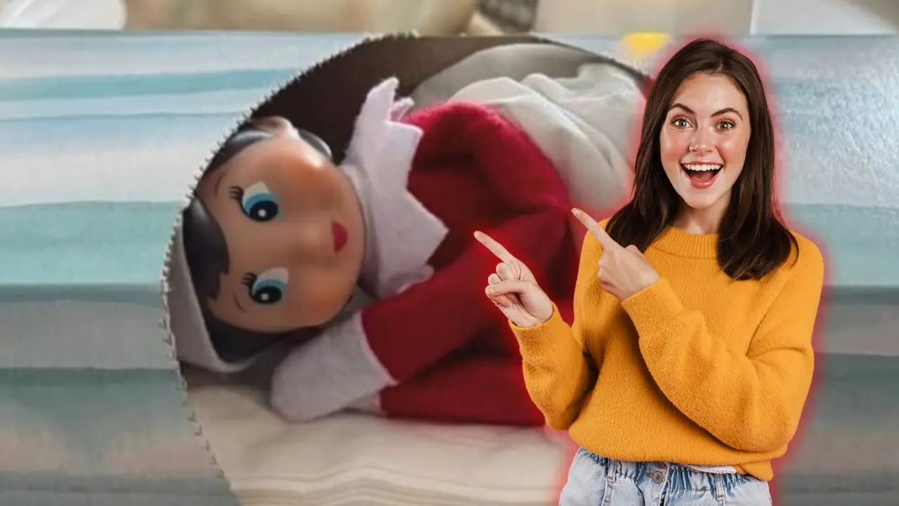 Imagen del duende y una mujer señalándolo Foto: Facebook Michelle Galván l Canva