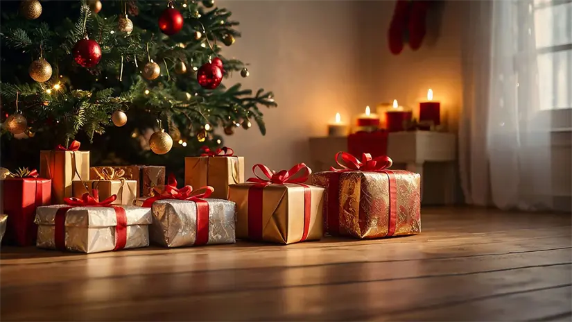 Regalos envueltos debajo del pino de navidad Foto: Canva