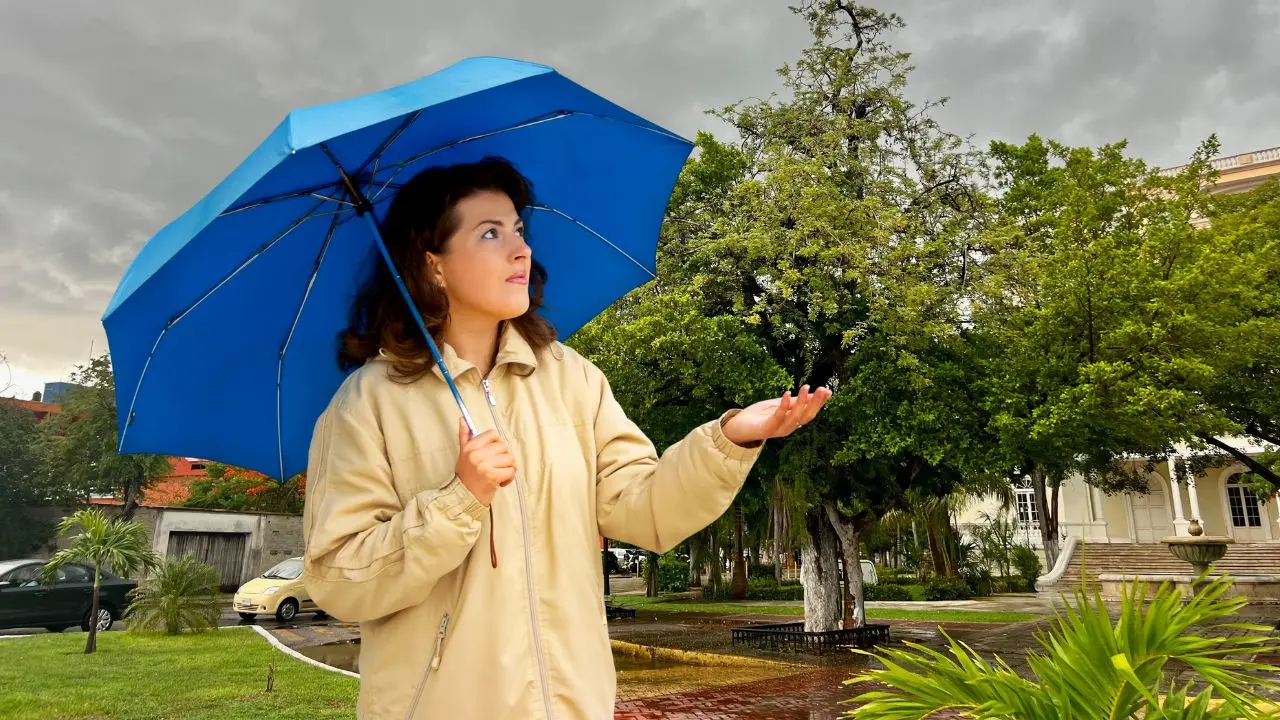 Al fondo, aspecto de un tramo del Paseo de Montejo de Mérida con un ambiente nublado. Fuente archivo POSTA y Canva