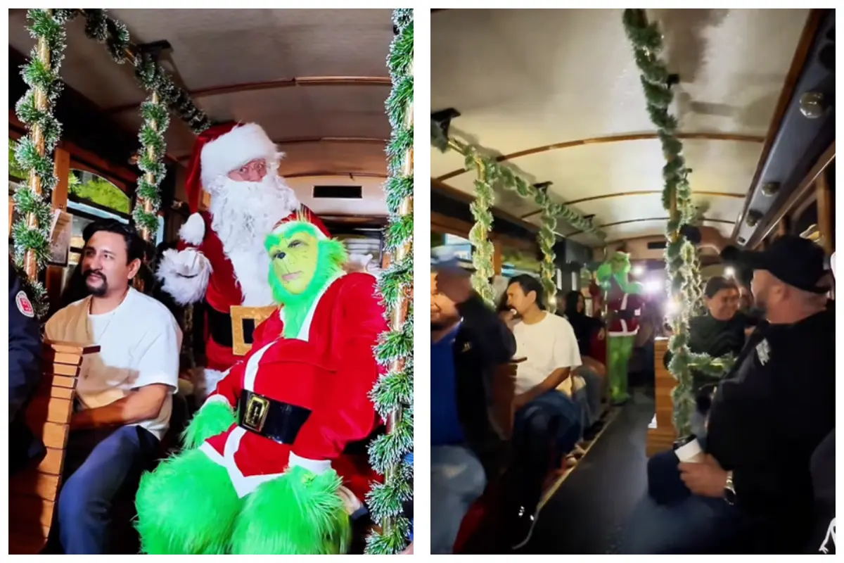 Navidad 2025: Así puedes viajar con Santa y el Grinch en el trolebús de Hermosillo. Foto: Captura de pantalla IG @trolebushmo | Canva