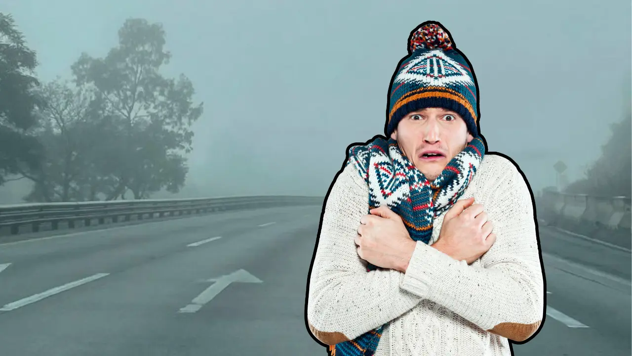 El clima para hoy viernes 12 de diciembre pronostica bancos de niebla, con mínimas de hasta -5 °C en zonas altas.Foto: X/ @GN_Carreteras (Canva)