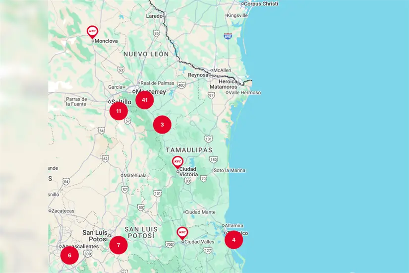imagen recuadro De acuerdo al sitio de KFC México, no hay establecimientos de su cadena en la ciudad de Reynosa. Foto: KFC México
