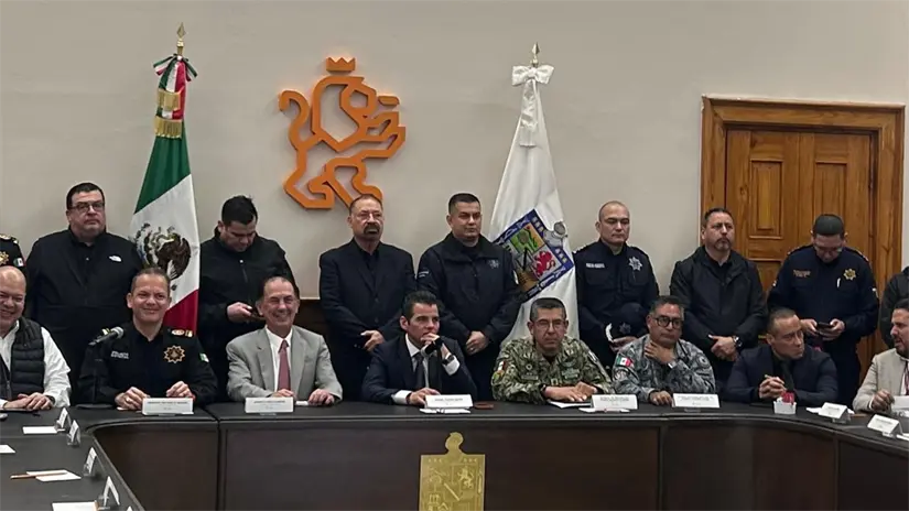 imagen recuadro Gerardo Escamilla durante la reunión de la mesa de seguridad de Nuevo León/Foto: Rosy Sandoval