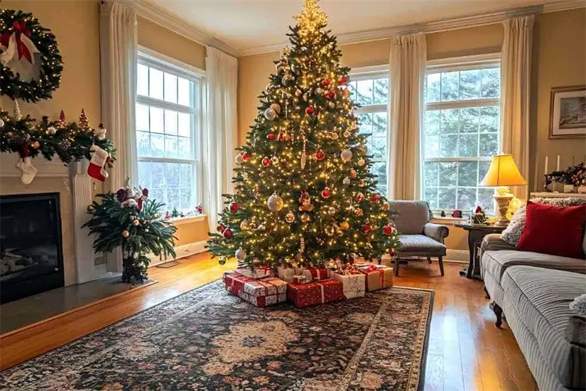 imagen recuadro Los pinos naturales de Navidad requieren hidratación para mantener su frescura. Foto: InCassa Muebles