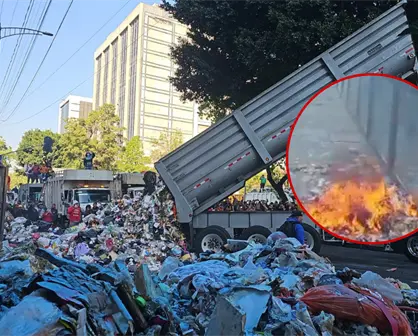 VIDEO | Trabajadores de limpieza protestan y queman basura en oficinas del Gobierno capitalino