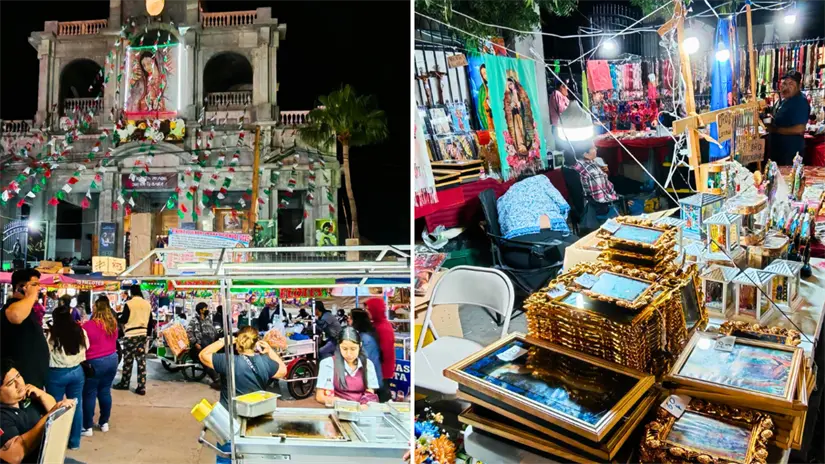 imagen recuadro Rosarios, cuadros y artículos devocionales formaron parte de la oferta instalada afuera del Santuario. Foto: Héctor Romero / POSTA Baja California Sur