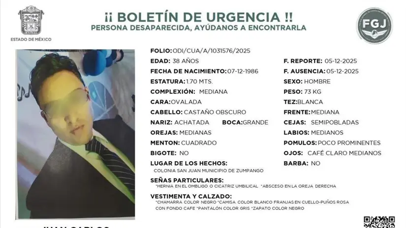 imagen recuadro Ficha de búsqueda de Juan Carlos Olivares Ramírez, de 38 años. Foto: Facebook @Amador Diana