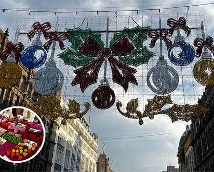 VIDEO | Campanas, esferas y cascabeles, así es el alumbrado navideño en el Zócalo CDMX este 2025