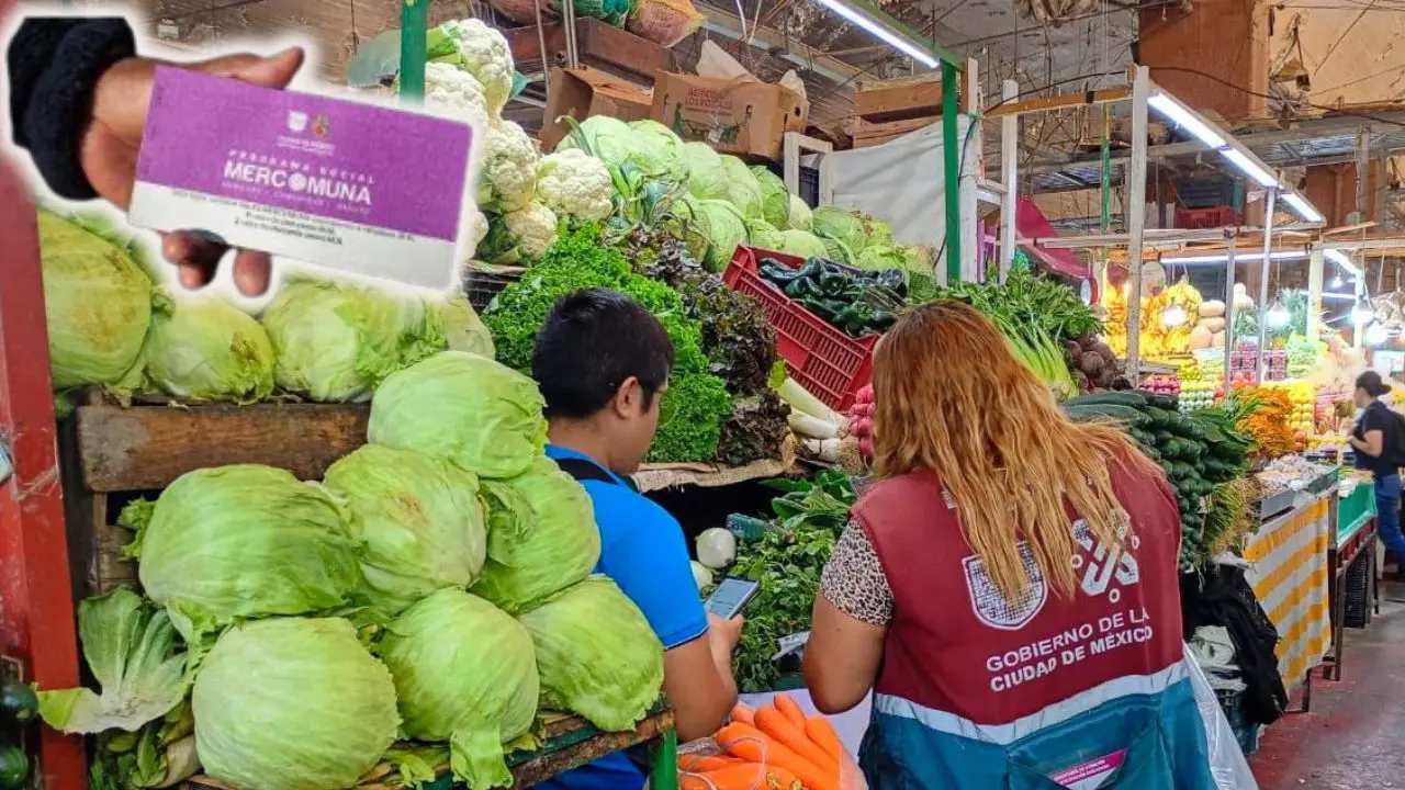 Personal de SAPSI haciendo el registro al Programa Vales Mercomuna Foto: X (@SAPCI_CDMX) | X (@GobCDMX) | Canva