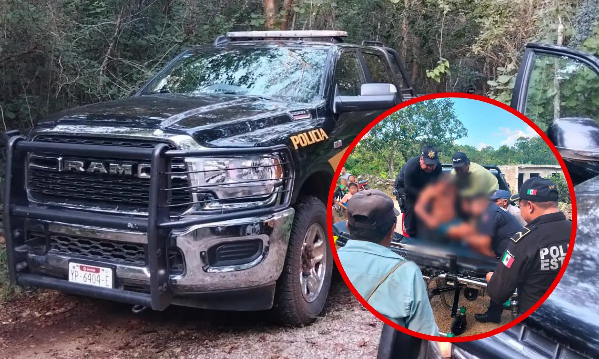 El abuelito fue localizado con signos de deshidratación y lesiones leves en montes de Tahdziú Foto: SSP Yucatán