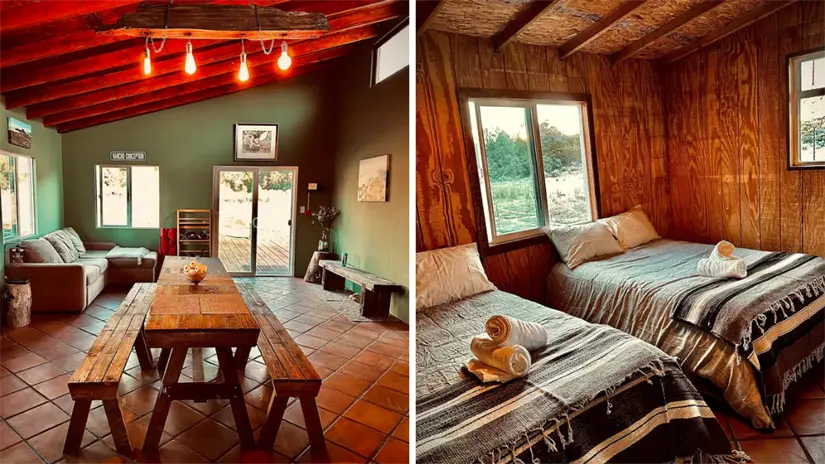 imagen recuadro Interior de la Cabaña El Establo. Foto: Airbnb.