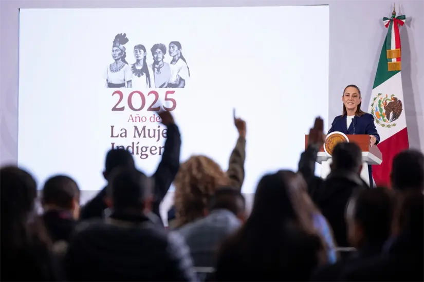 imagen recuadro Claudia Sheinbaum en conferencia de prensa del 15 de diciembre. Foto: Presidencia de la República