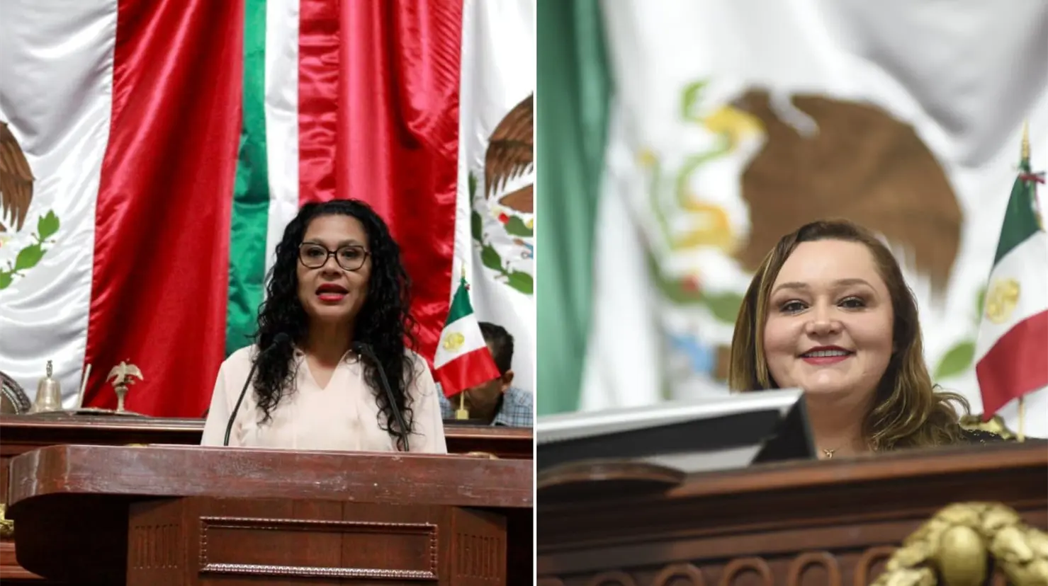 Diputadas de Morena en el Congreso de CDMX. Foto: Yariri Ayala y Rosario Morales. Foto: X @RosarioMorales_ y @yuriri_ayala | Canva