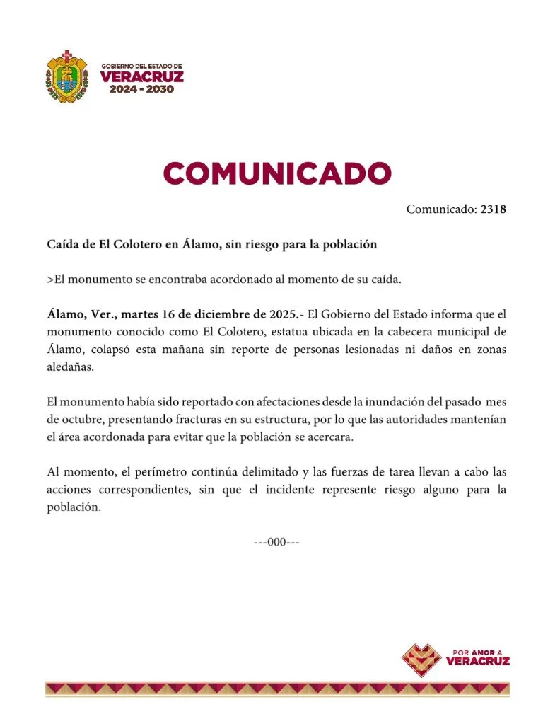 imagen recuadro Comunicado de las autoridades veracruzanas sobre la situación de
