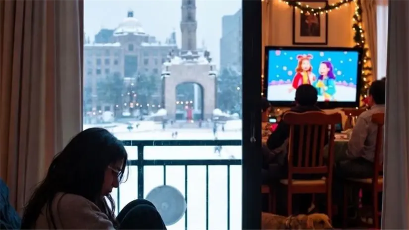 imagen recuadro Depresión en Navidad en CDMX. Foto IA | Canva