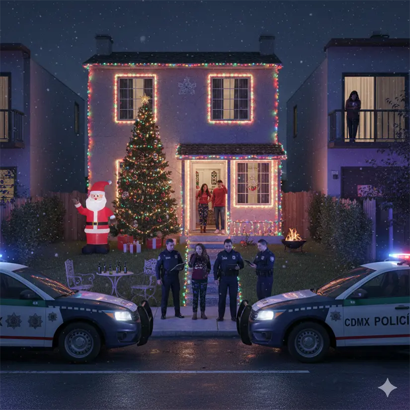 imagen recuadro Policías de CDMX llegando a una casa para levantar una multa por infracciones. Foto: Creada con IA