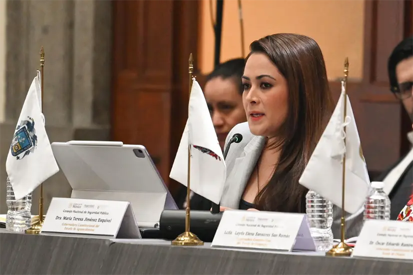 imagen recuadro La petición fue incluida en la intervención de la gobernadora de Aguascalientes, María Teresa Jiménez Esquivel, quien expuso solicitudes de varias entidades. Foto: Gobierno Aguascalientes