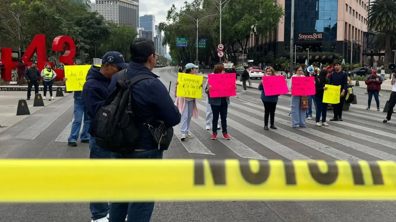 Corte a la circulación en Paseo de la Reforma por Marcha CDMX. Foto: Luis Antonio Alfaro