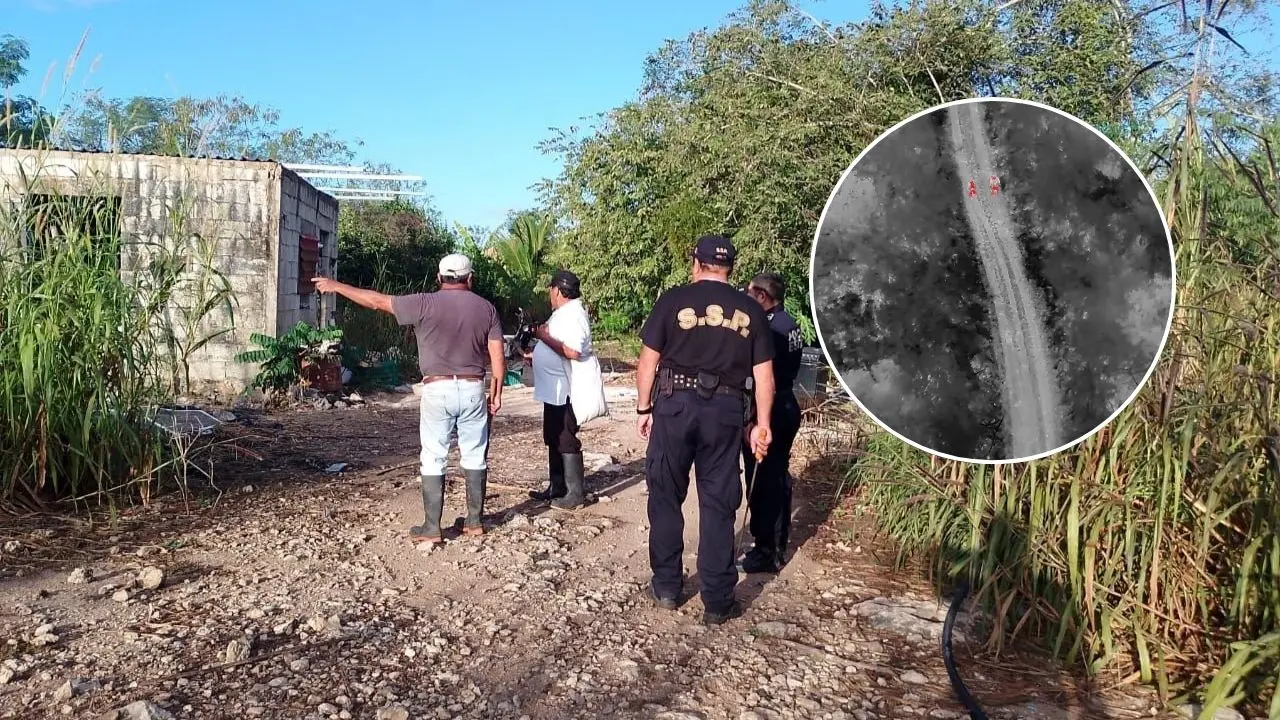 Elementos de la SSP y vecinos de la comunidad de Teya participan en un operativo de búsqueda para hallar a una persona.- Fuente SSP