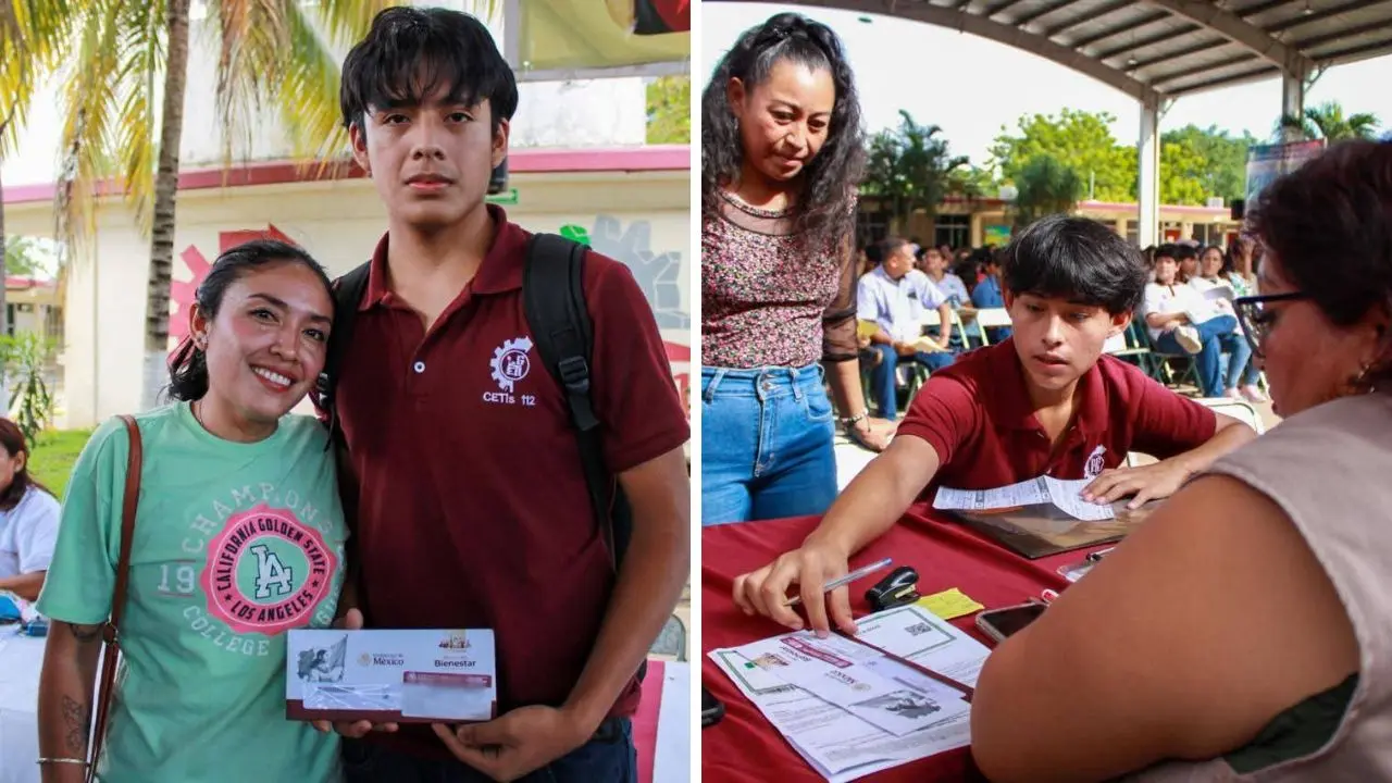 Aspecto de la entrega de apoyos que realiza la delegación de programas para el bienestar en Yucatán.- Fuente Christian Espadas