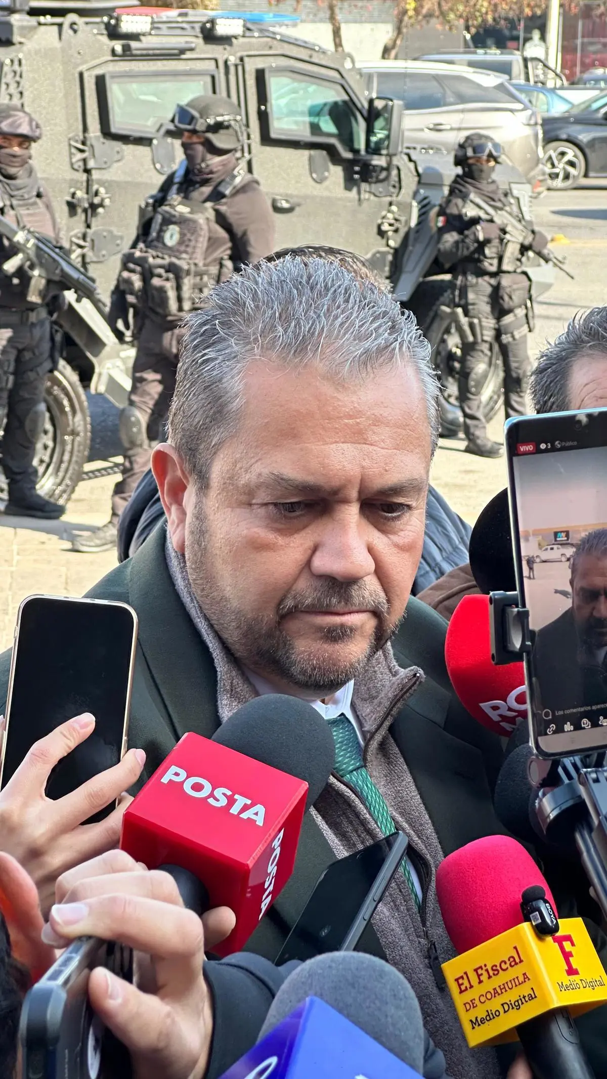 Alcalde de Ramos Arizpe, Tomás Gutiérrez Merino en entrevista con medios de comunicación / Foto: Abdiel Carrillo