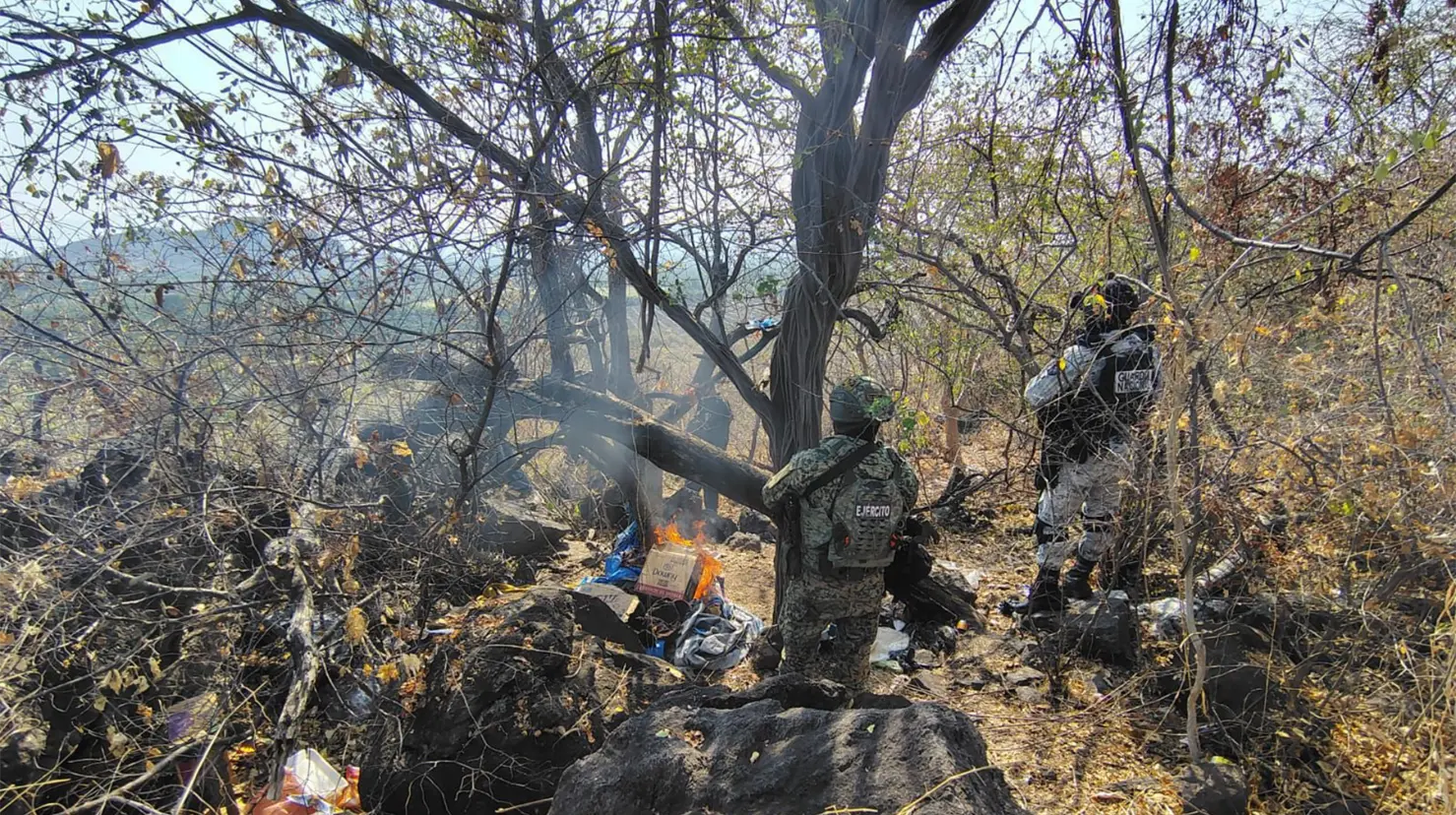 Sedena neutraliza 15 explosivos lanzables con drones en Apatzingán, Michoacán. Foto: X (@SSeguridad_Mich)