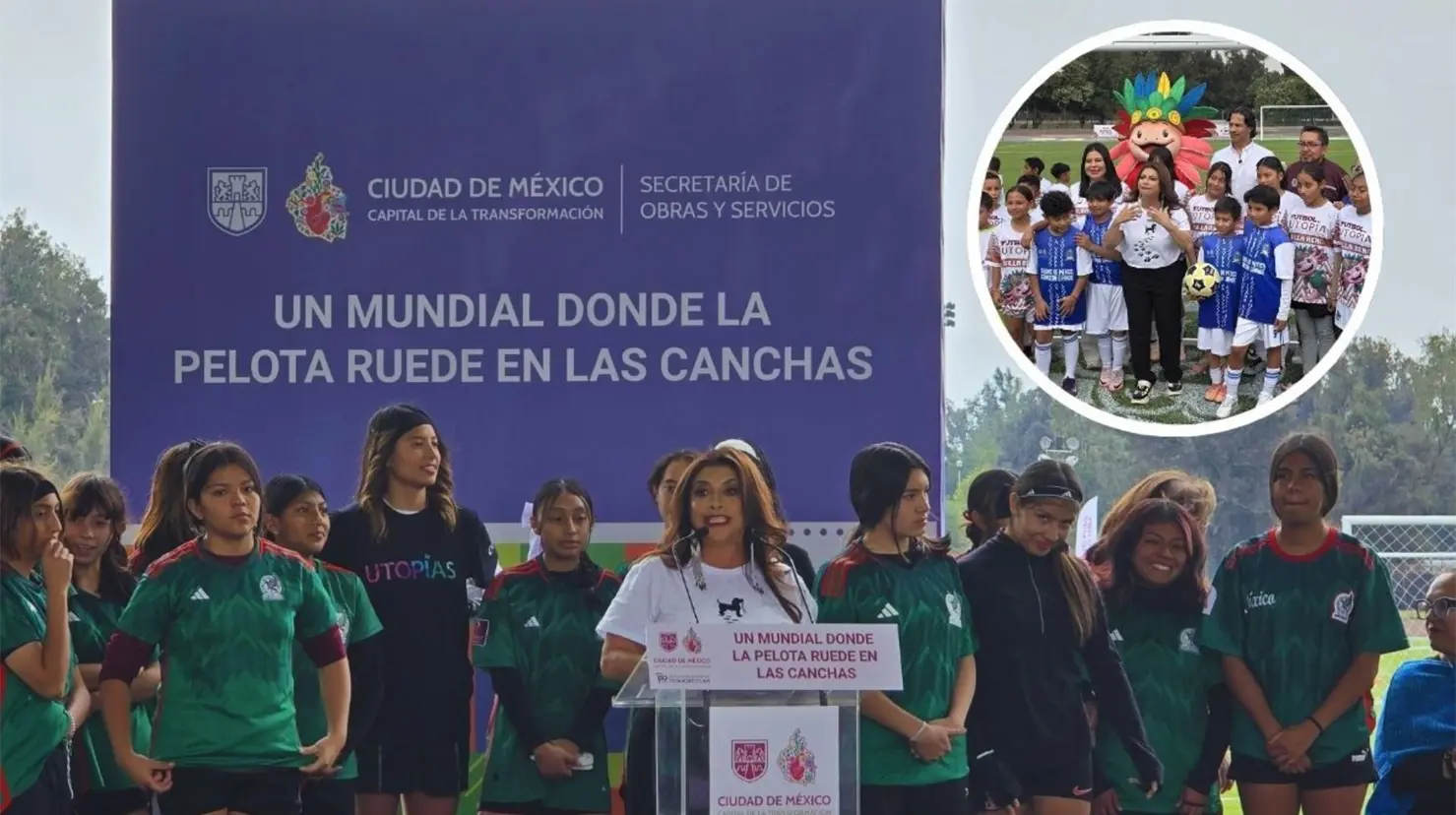 Clara Brugada transforma 500 mil m2 en 300 canchas de fútbol en CDMX. Foto: Mario Flores | Canva