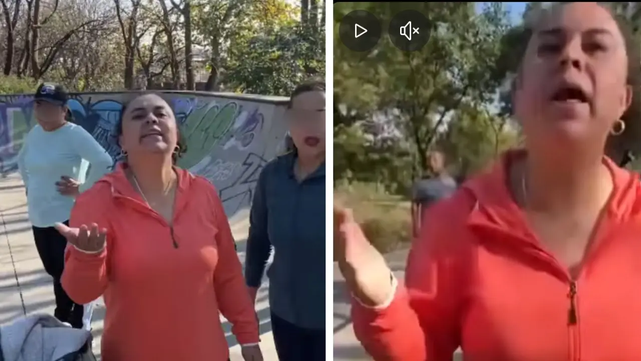 Mujer nombrada como Lady Zumba por discutir por el uso de un skatepark en CDMX. Foto: captura IG (@constantinosaulf). | Canva