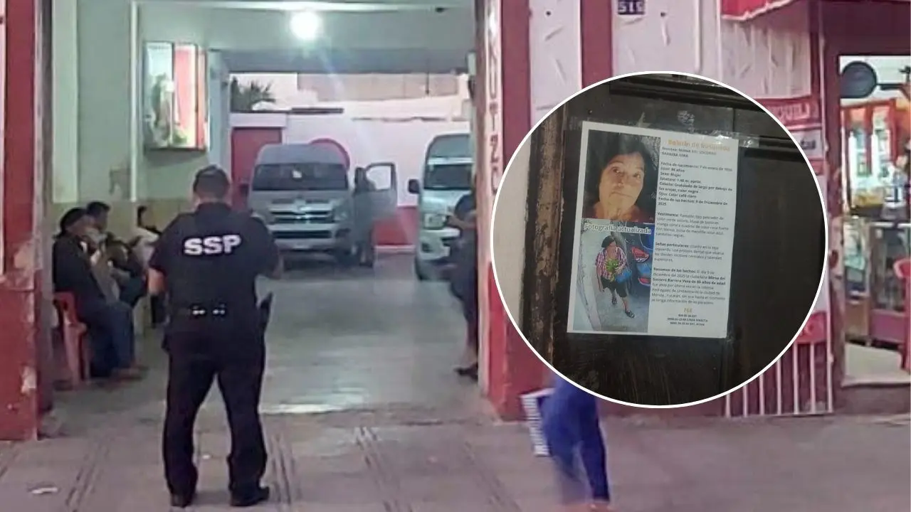 Agentes de la SSP realizar recorridos por bases de transporte como parte del operativo de búsqueda para hallar a doña Mirna.- Fuente SSP