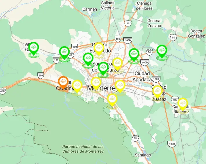 La calidad del aire en Monterrey presentó un escenario contrastante durante las primeras horas de este miércoles 17 de diciembre. Foto: SIMA.