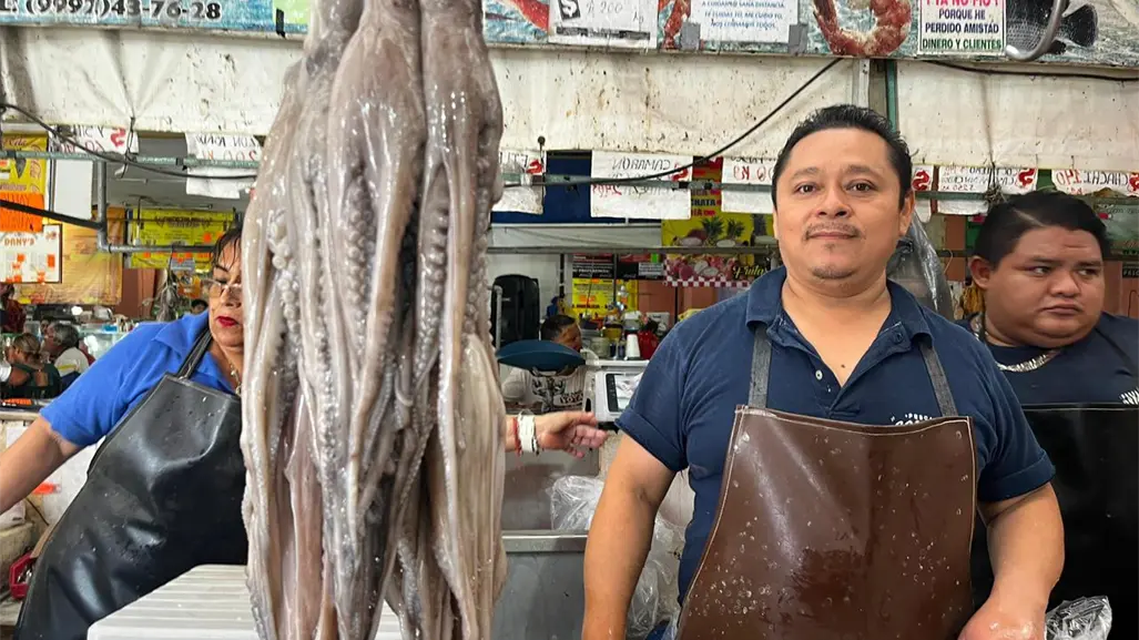 Panorama de la venta de pulpo en mercados de M&eacute;rida tras el cierre de la temporada de captura