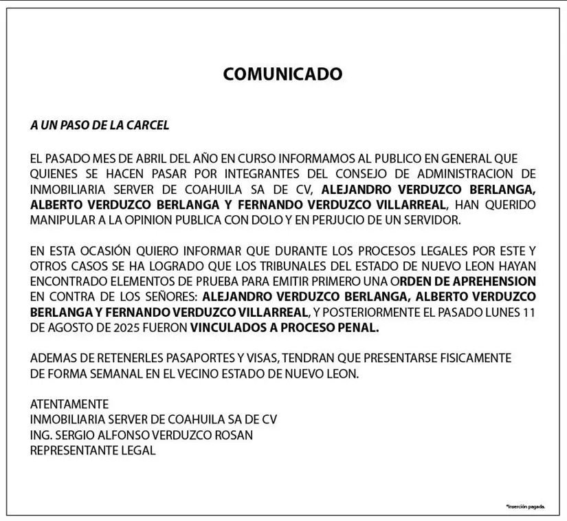 imagen recuadro Don Sergio Verduzco llegó hasta a blindarse de su nieto./Foto: Redes Sociales