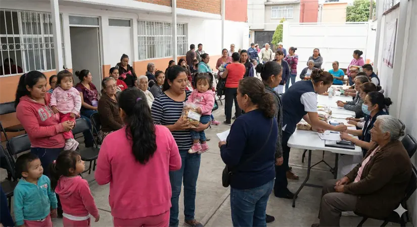 Centro comunitario o programa social del gobierno, donde se aprecia la atención a grupos vulnerables. Foto: IA