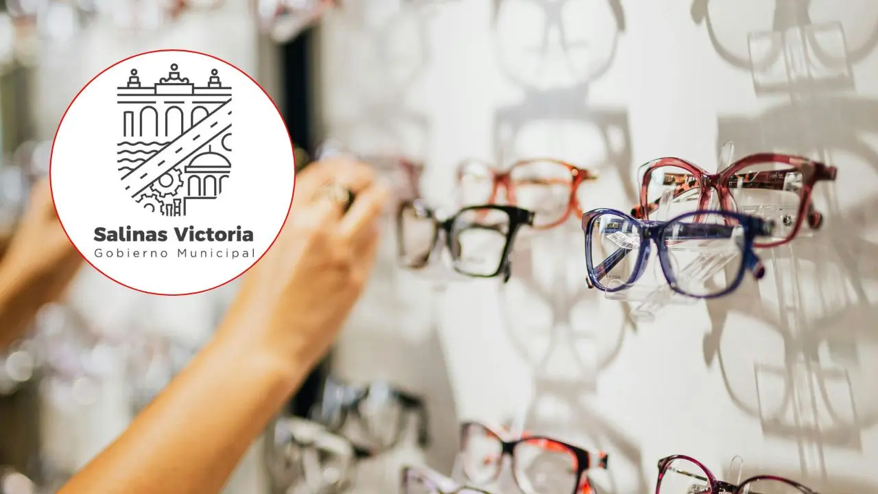 Imagen alusiva de lentes y el logo del municipio de Salinas Victoria Foto: Gobierno Municipal de Salinas Victoria