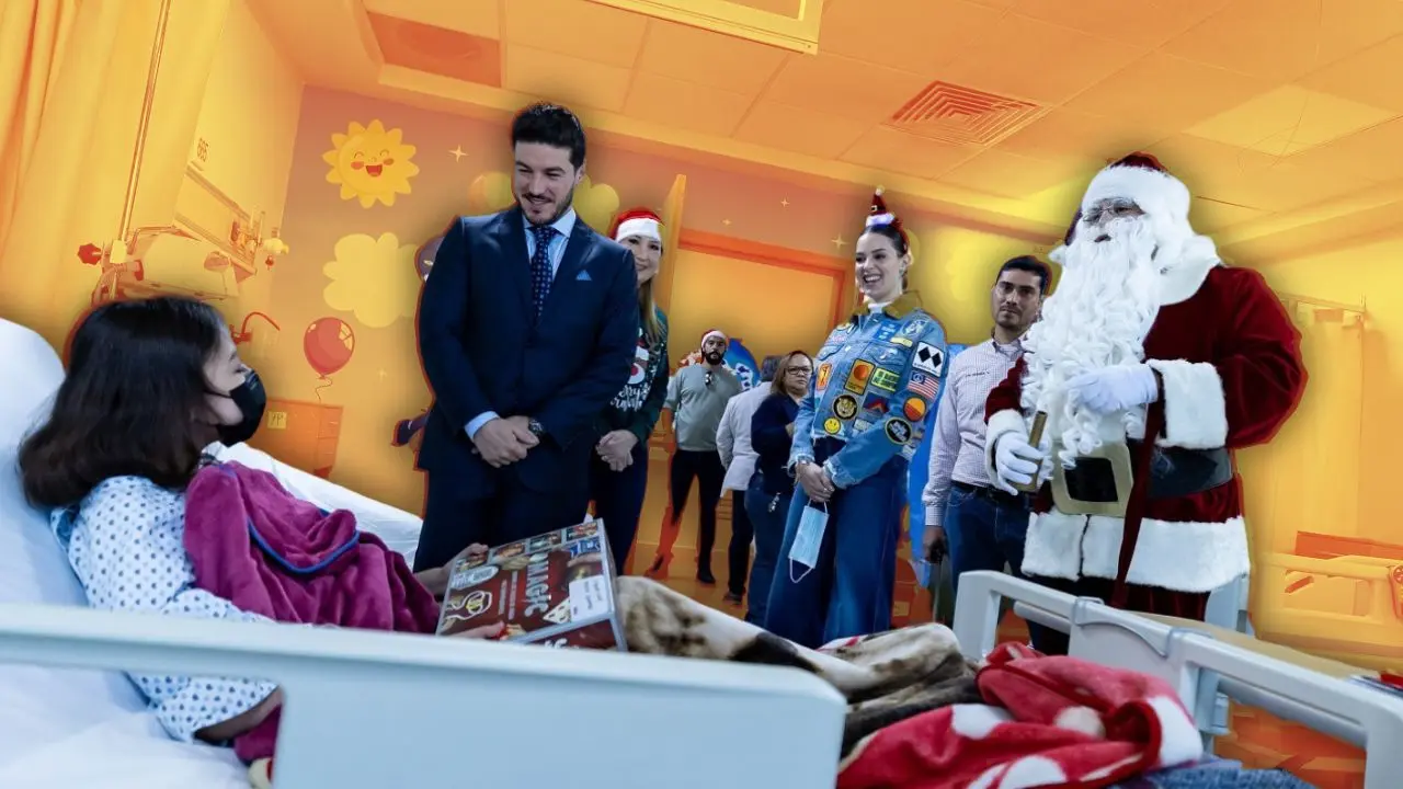 Visita de Navidad en las Alturas 2025 por Samuel García en hospital Foto: Gobierno de Nuevo León