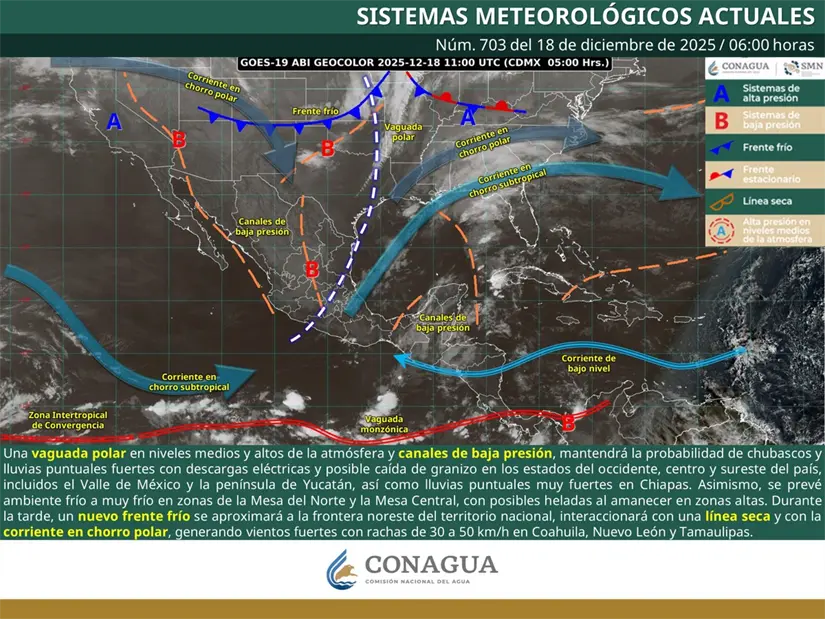 imagen recuadro El frente frío 22 de la temporada llegará a Nuevo León en las próximas horas. Foto: X@conagua_clima
