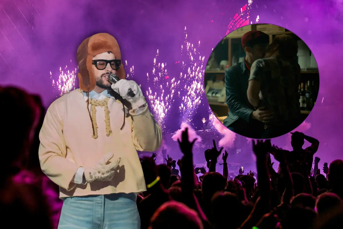 Gael García Bernal fue captado disfrutando del concierto de Bad Bunny en el Estadio GNP Seguros, CDMX, ante más de 66 mil fans (Foto: TikTok, @edavidm / Canva)