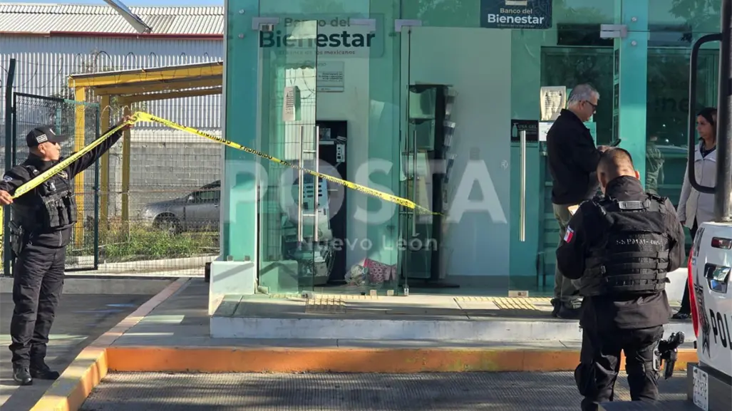 Ladrones desmantelan cajero de Banco Bienestar en Montemorelos