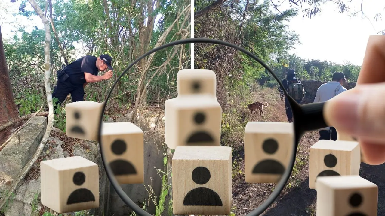 Al fondo, elementos de la SSP participan en la búsqueda de una persona como parte de un protocolo.- Fuente SSP y Canva