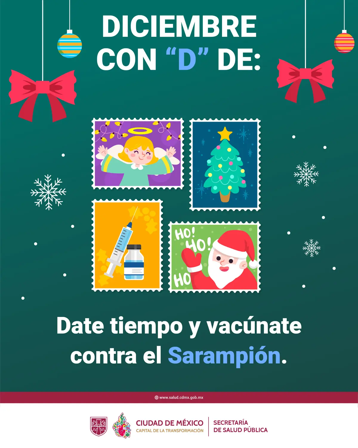 Propaganda de sarampión en CDMX. Foto: X @SSaludCdMx